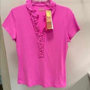 Lilly Pulitzer Bright Pink Ruffled Tee